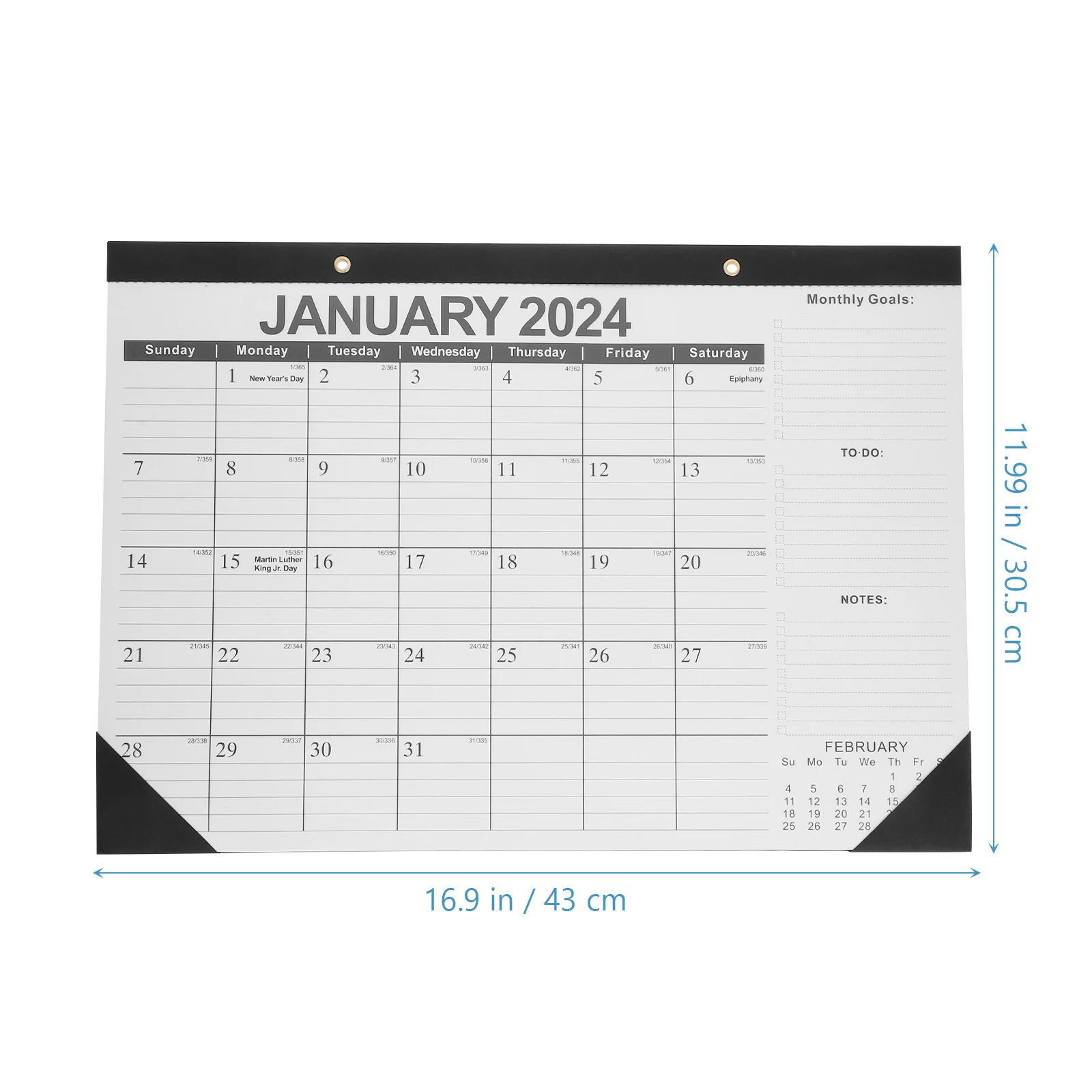 

English Wall Hanging Calendar 2024-2025 Monthly Note Taking Tear Off Pages Lightweight Sturdy Stylish Home Office