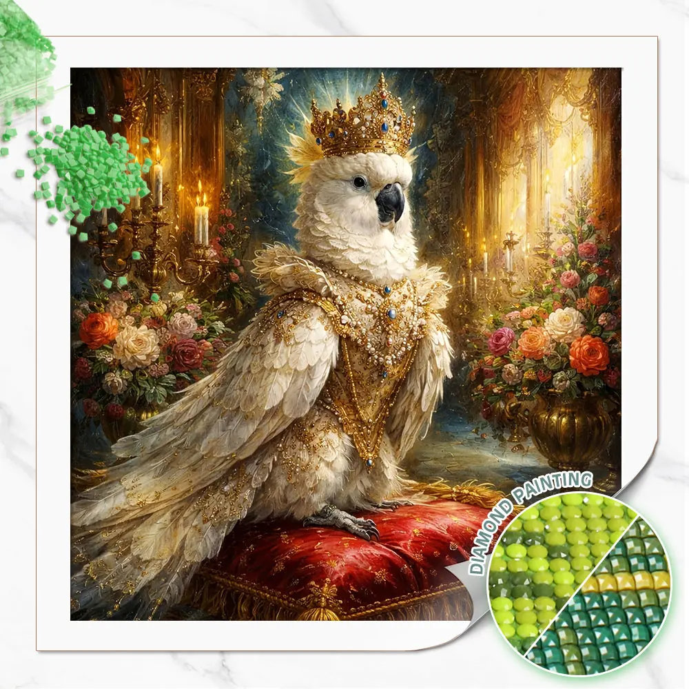 Huacan 5D DIY Diamond Painting Crown Parrot Diamond Mosaic Animal Landscape Complete Kit Decorative paintings Art