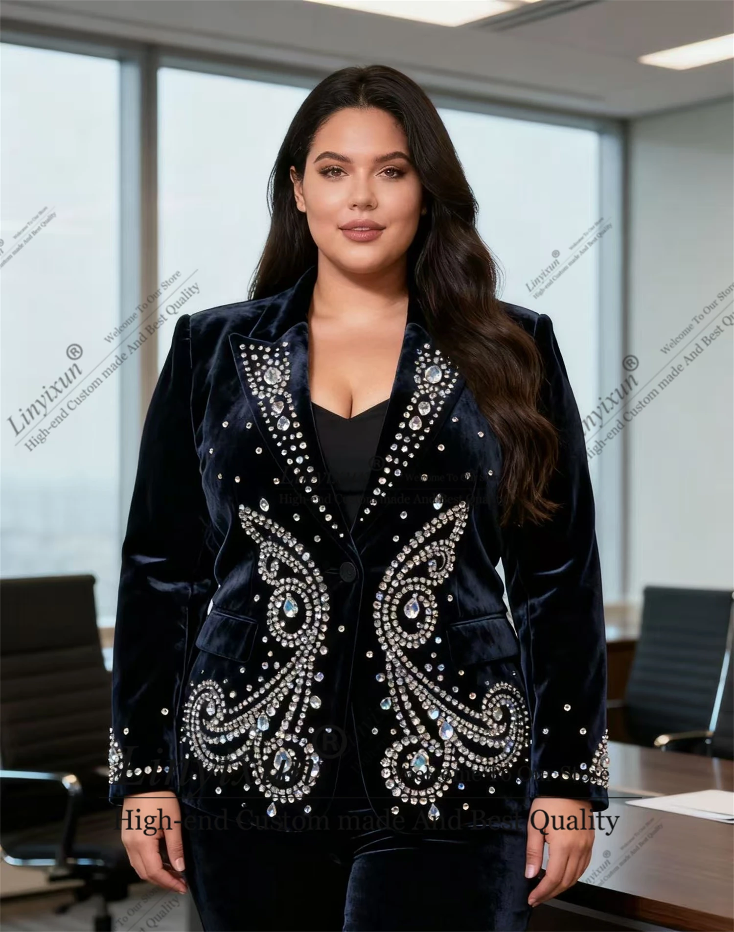 

Fashion Temperament Of Bride Dresses Customized Shiny Luxury Breasted Women Suits Banquet Party Tuxedo костюм женск