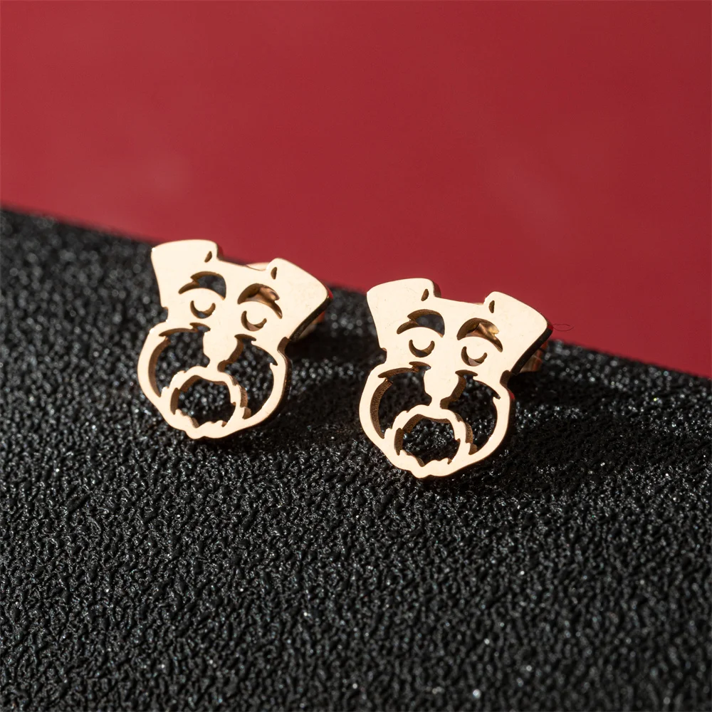 Shuangshuo Mini Schnauzer الذهبي المسترد وأقراط للنساء لطيف جرو الفولاذ المقاوم للصدأ القرط مجوهرات 2025 هدية السنة الجديدة