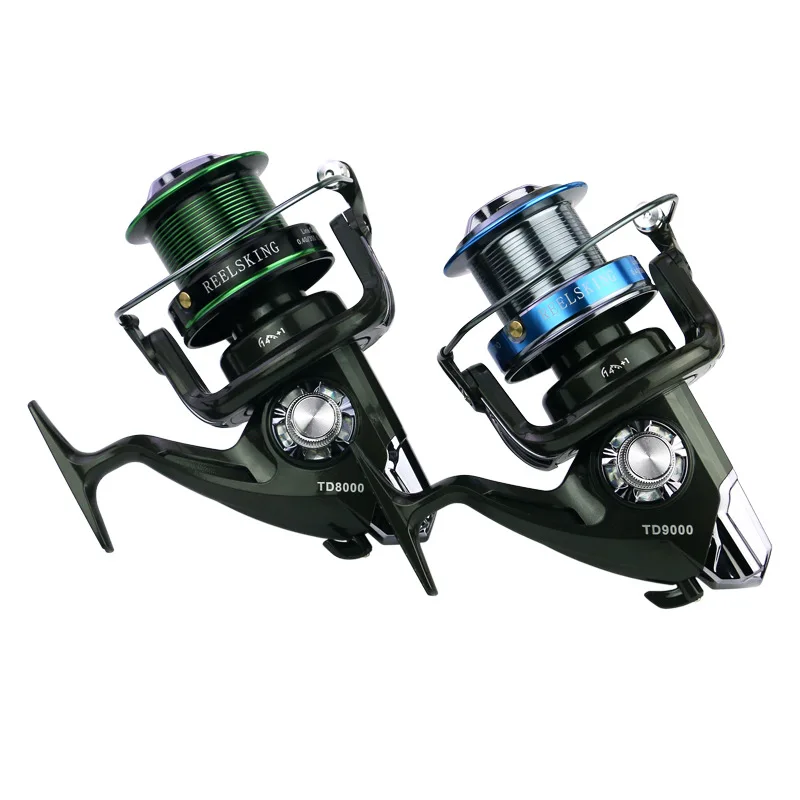 

Metal Spinning Fishing Reel 14+1BB Ratio 4.9:1 Drag 44lb Long Distant Surfcasting Trolling Molinete Saltwater Reels