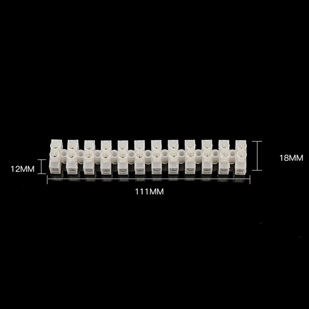 

20pcs Terminal Strip Cable Connector Flame Retardant Electrical Brass Conductive 12 Position 10A 300V Transparent High Grade