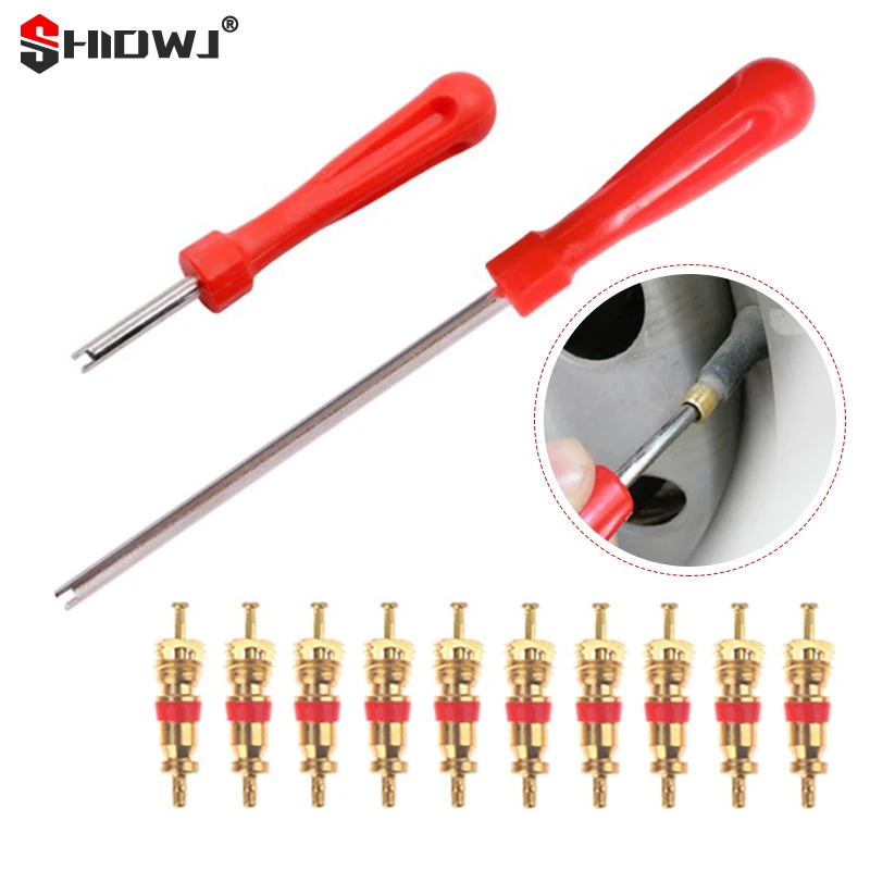 Tire Valve Core Removal Tools Wrench Plastic Handle Bike Screwdriver Wrench Core Tire Repair Hand Tool for Car Bicycle Motorcycl