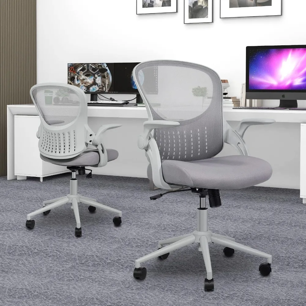 SMUG-Silla de escritorio para juegos de ordenador de oficina, ergonómica, con respaldo medio, giratoria, de trabajo, con brazos abatibles, soporte Lumbar, 2024