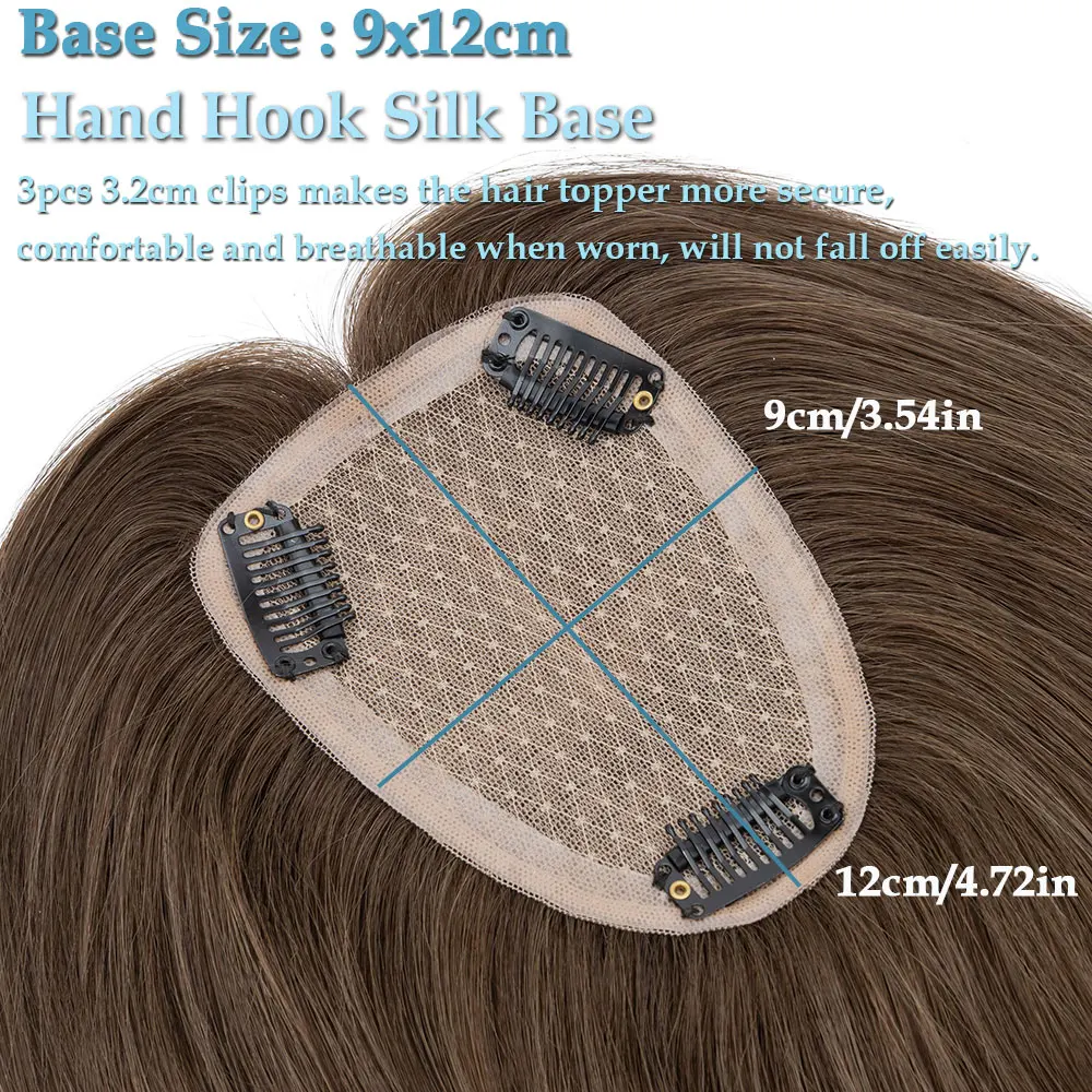 Rich Choices 9x12cm Hair Toppers for Women Real Human Hair No Bangs Top Extensions Pieces for Thinning Hairs Upgrade Silk Base