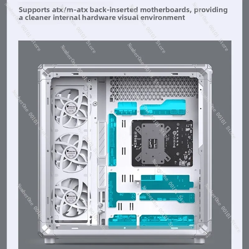 White Seaview Room Gaming PC Case with Glass Side Panels,ATX Back-Insert Structure,Supports 360mm Water Cooling Desktop Computer
