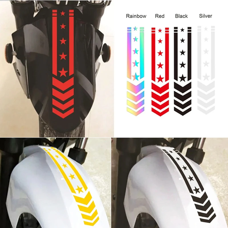 Fender Decals Star Arrow Stripes Motorcycle Reflective Stickers Car Motorbike Scooter Safety Driving Warning Refit Accessories