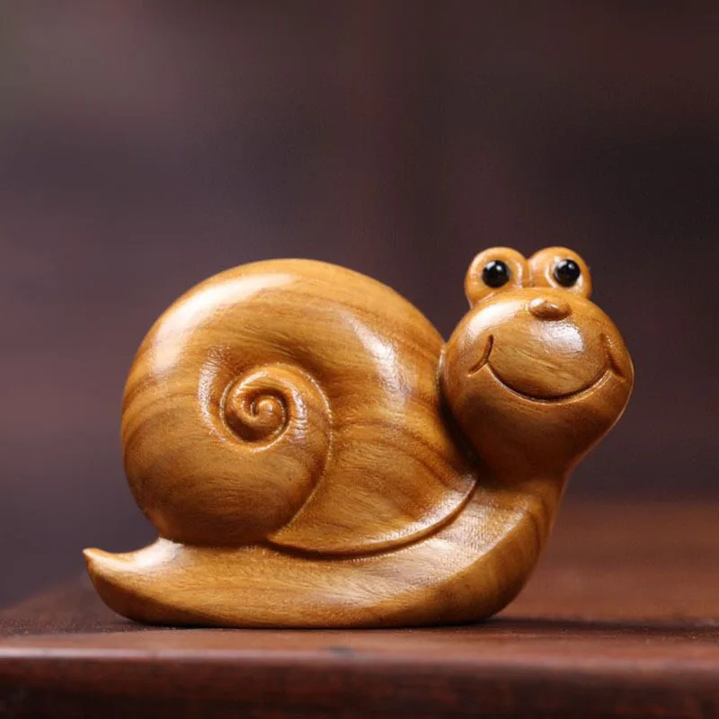 Decor Miniature Snail Green Sandalwood Wooden Crafts Tea Table Office Table Fun Amusement Small Decorations