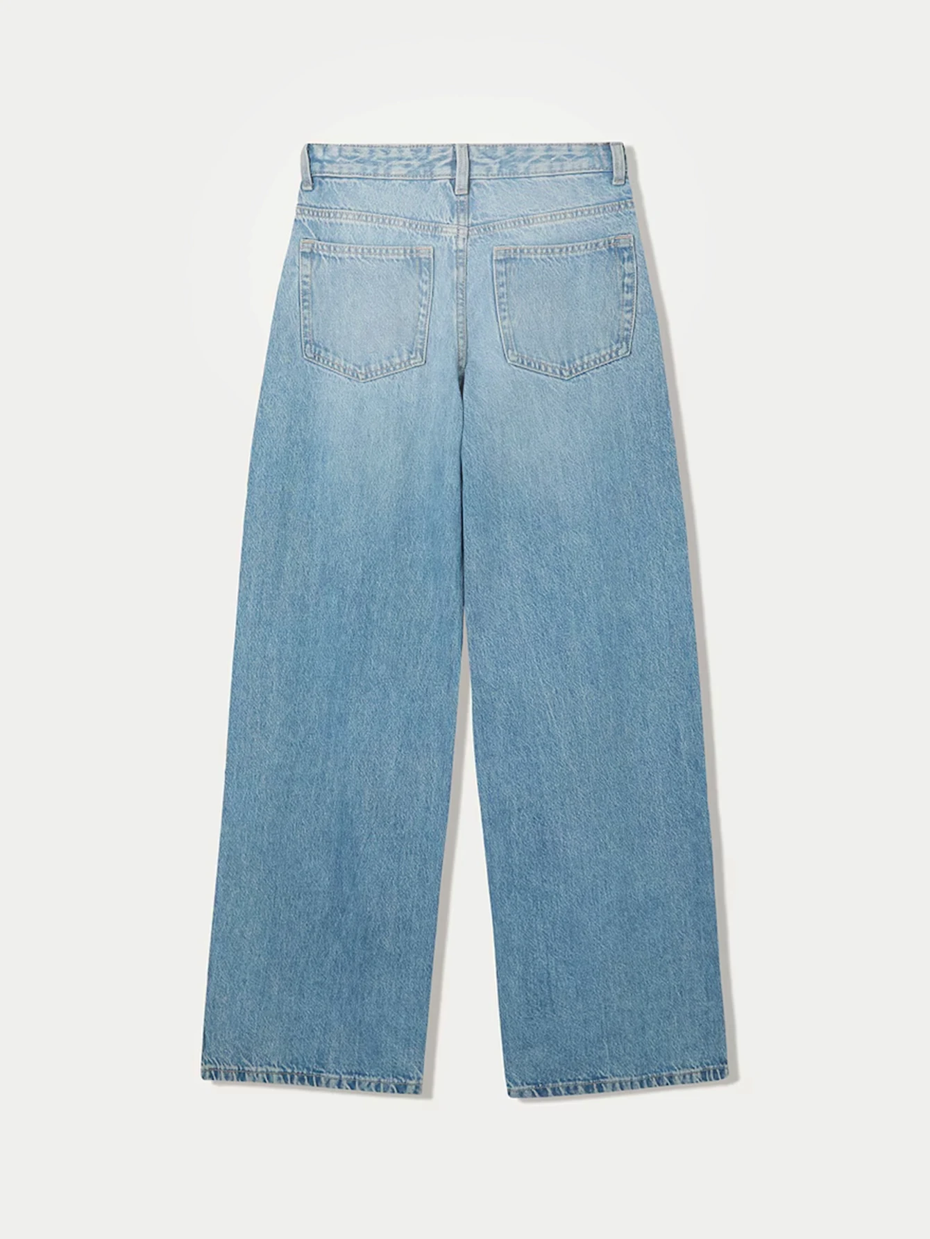 Hellblaue Y2K-Jeans mit weitem Bein für Damen – niedrige Taille, lockere Passform – weicher und bequemer, nicht dehnbarer Denim-Stoff – lässiger Street-Style