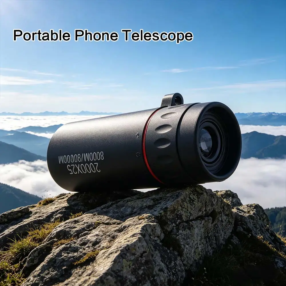 2000X25 Magnification HD Monocular Telescope Durable with Holder Portable Phone Telescope High List Compact Design