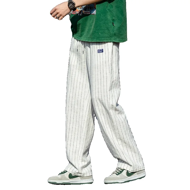 

Chinese Style Summer Black and White Trousers Casual Versatile Simple Straight Pants