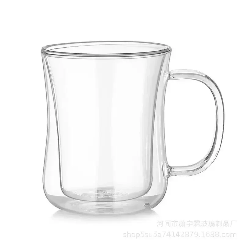 220/300/400ml Italian Espresso Cup Double Wall Glass Transparent Coffee with Handle Suitable for Hot Cold Drinkware 1/2/4/6pcs