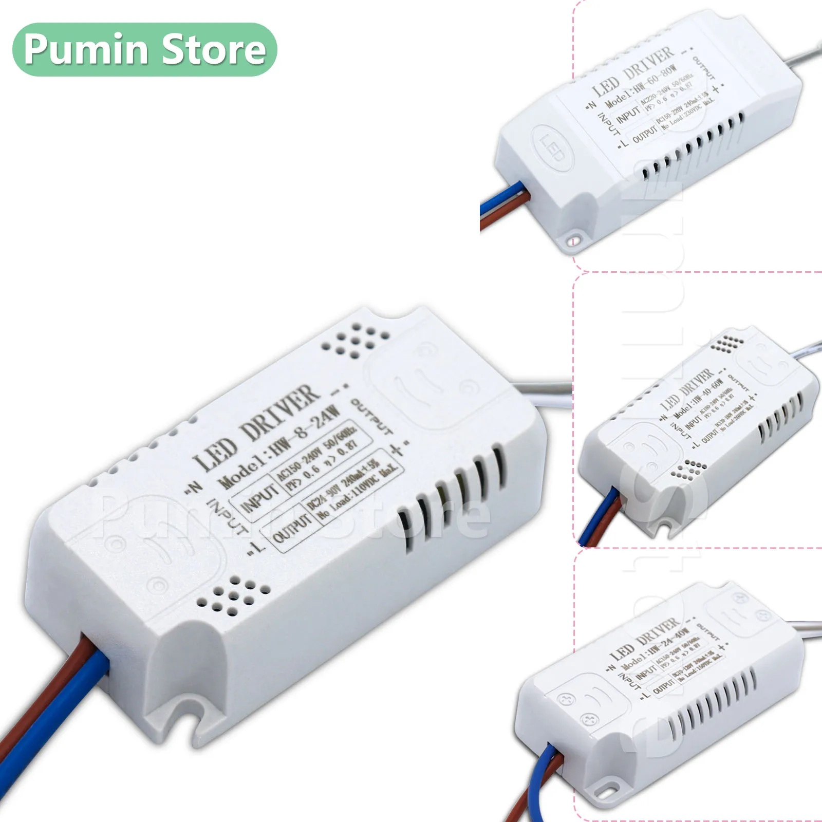 LED Driver 220v 240v 240mA 8-24w/24-40w/40-60w/60-80w LED Driver Adapter Power Unit Supply Monochrome LED Transformer Led Lights