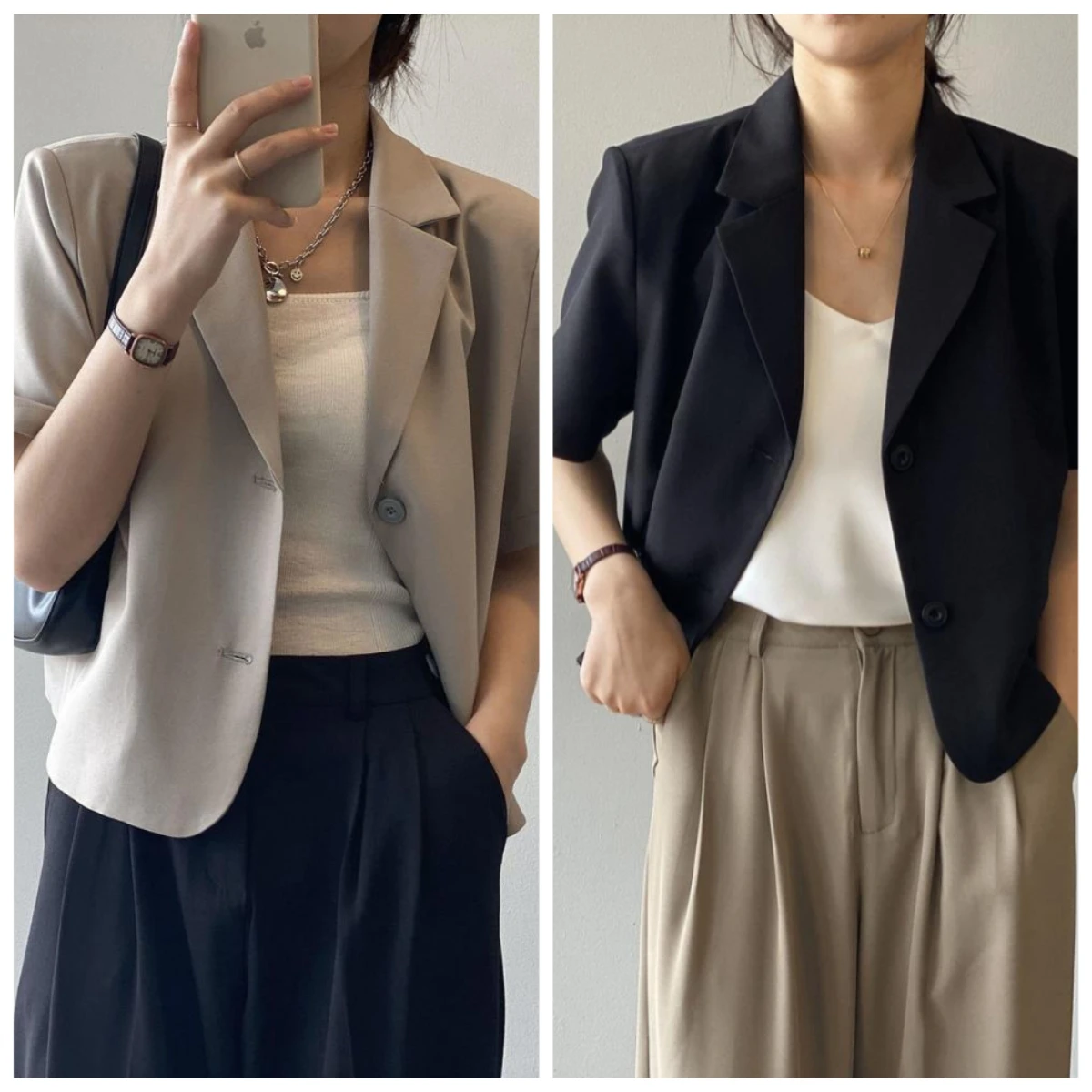 Elegant Casual Blazers Women Short Sleeve Loose  Suit Coat Tops Korean Summer Fashion Solid Sweet Simple Blazers New