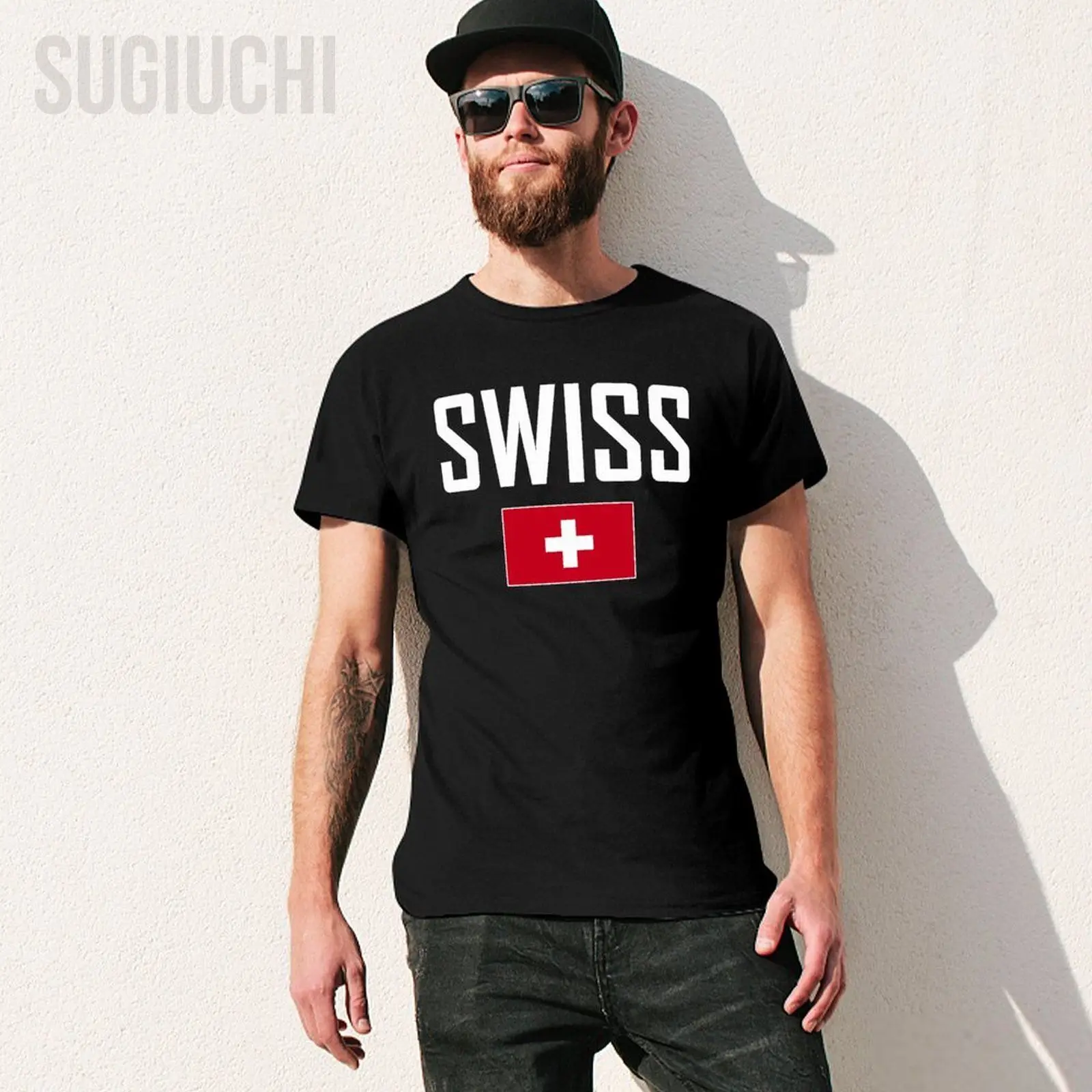 Unisex Men Tshirt Switzerland SWISS Flag And Font Tees T-Shirt O-neck T Shirts Women Boys 100% Cotton Clothing More Color