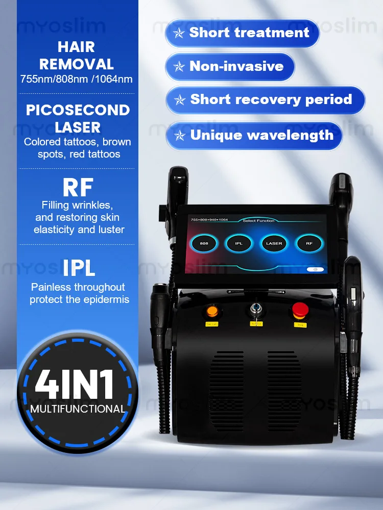 

4 in 1 4500W Multifunctional Beauty Machine Diode Laser Pico Laser DPL RF Skin Rejuvenation Hair Removal Tattoo Removal Equipmen