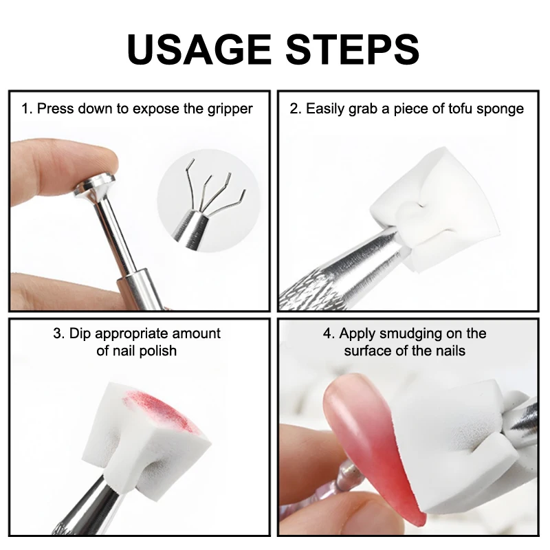 100 pçs/caixa esponja da arte do prego com clipe de garra esponjas macias macaron cor ferramentas stamper da arte do prego ferramentas pinça esponja