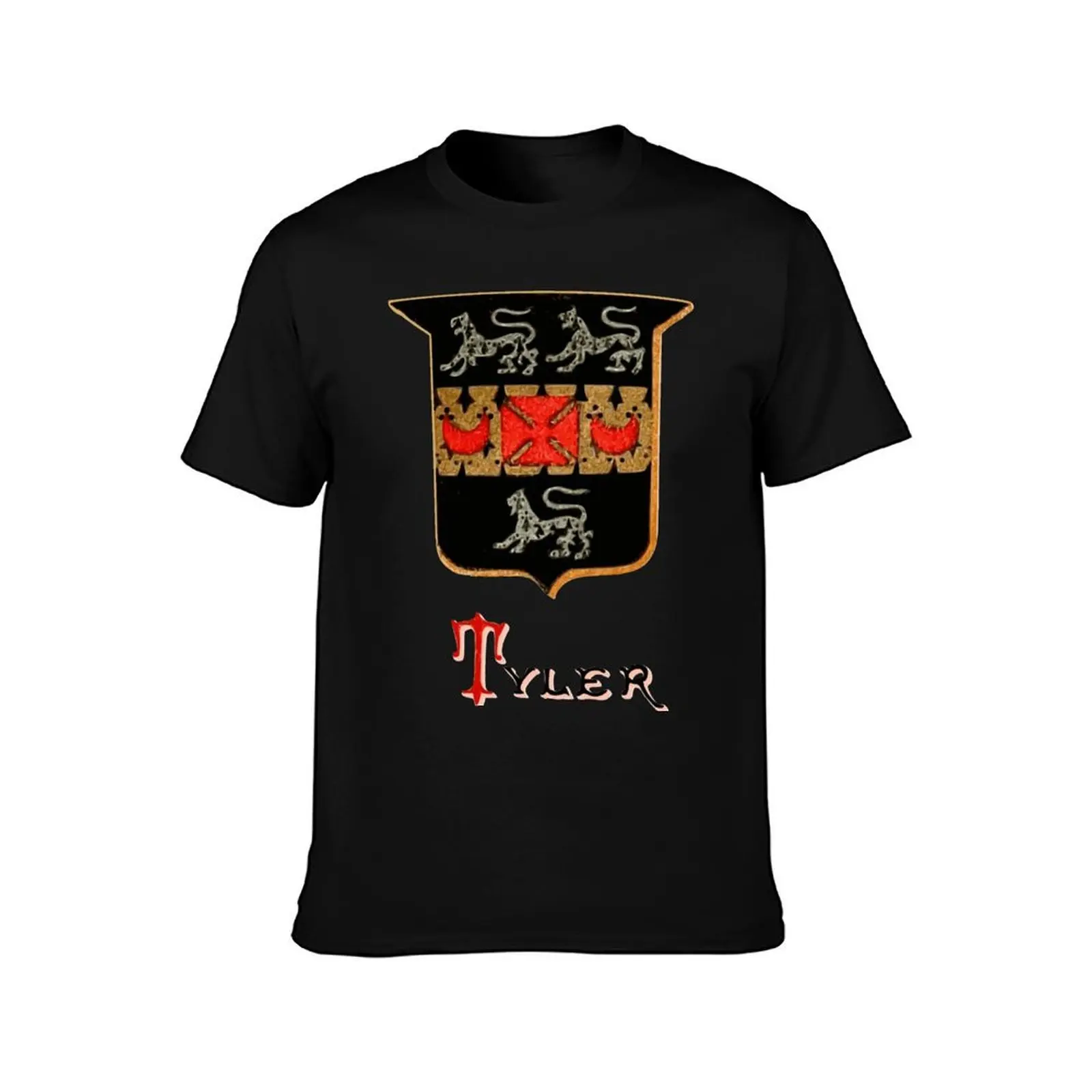 Tyler Family Coat of Arms T-Shirt Summer Casual Cotton Tee Oversized Streetwear Tops Vintage Graphic Print Unisex Men Women