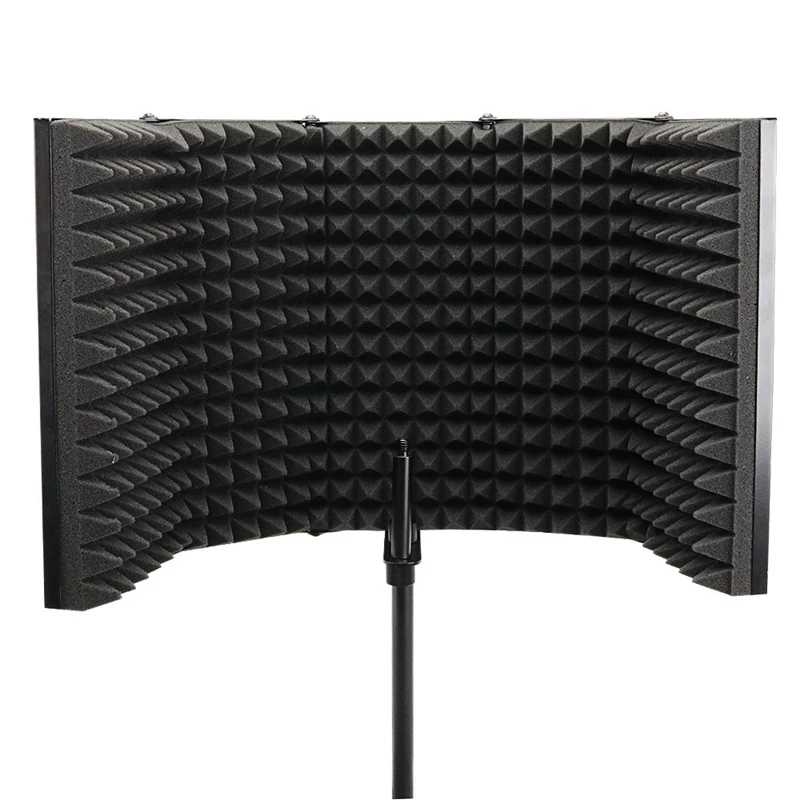 Retail 5 Panel Foldable Studio Microphone Isolation Shield Recording Sound Absorber Foam Panel