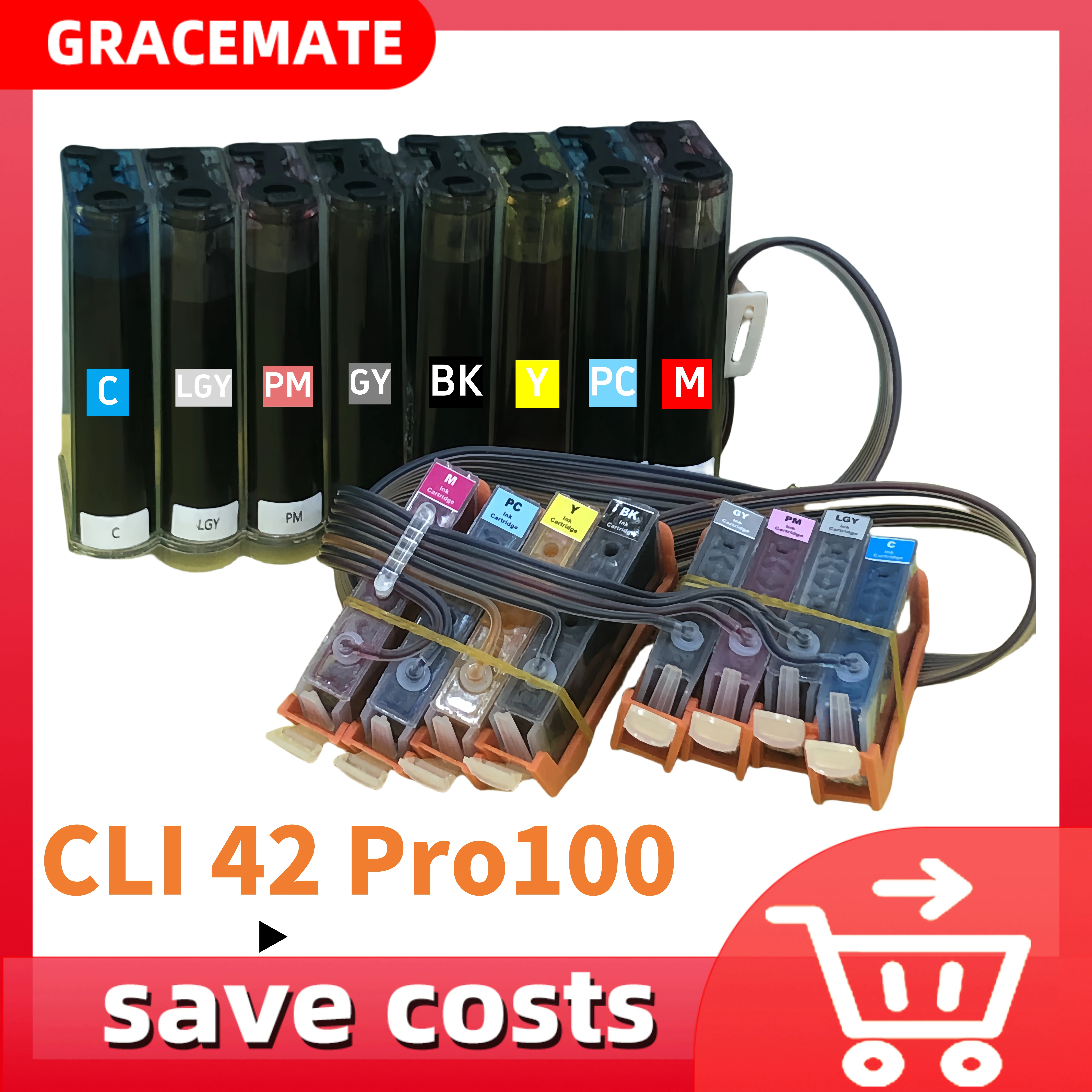 

Система картриджей СНПЧ СЛИ-42 СЛИ42 с чипом, совместимая с принтером Canon PIXMA Pro-100 100S, чернила СНПЧ