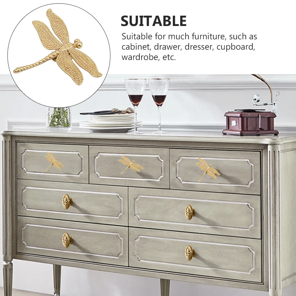 

1pc Dragonfly Shaped Brass Cabinet Knob Drawer Handle Wardrobe Pull Home Decoration Furniture Accessories Metal Door Handle