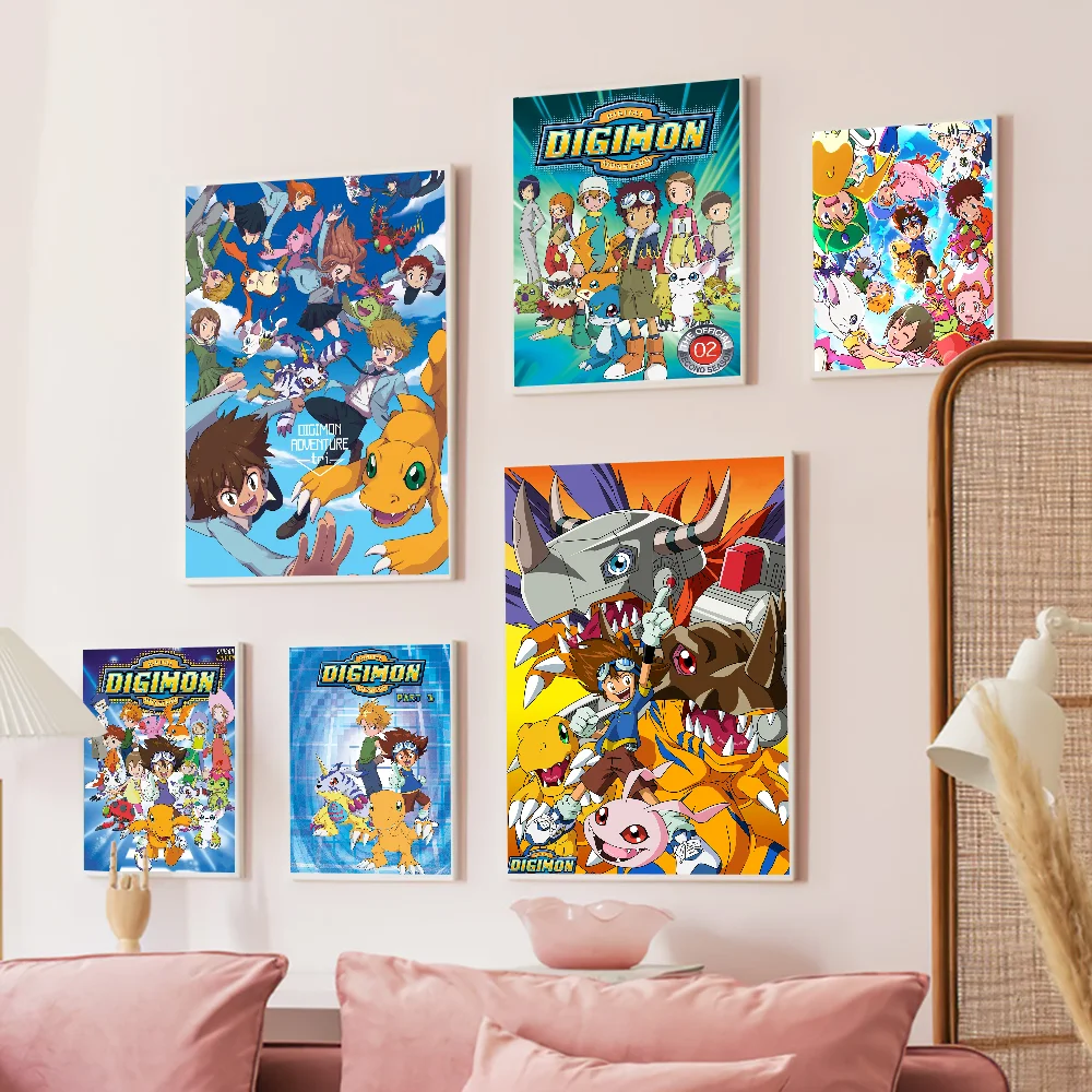 

Digimon Digital Monsters Self-adhesive Art Poster Whitepaper Sticker DIY Room Bar Cafe Wall Decor