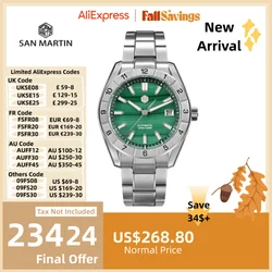 San Martin 42mm NH35 Watch For Men Timepieces Malachite Gemstone Dial Sapphire BGW-X1 Lume 10Bar Swim reloj hombre Lujo SN0130B