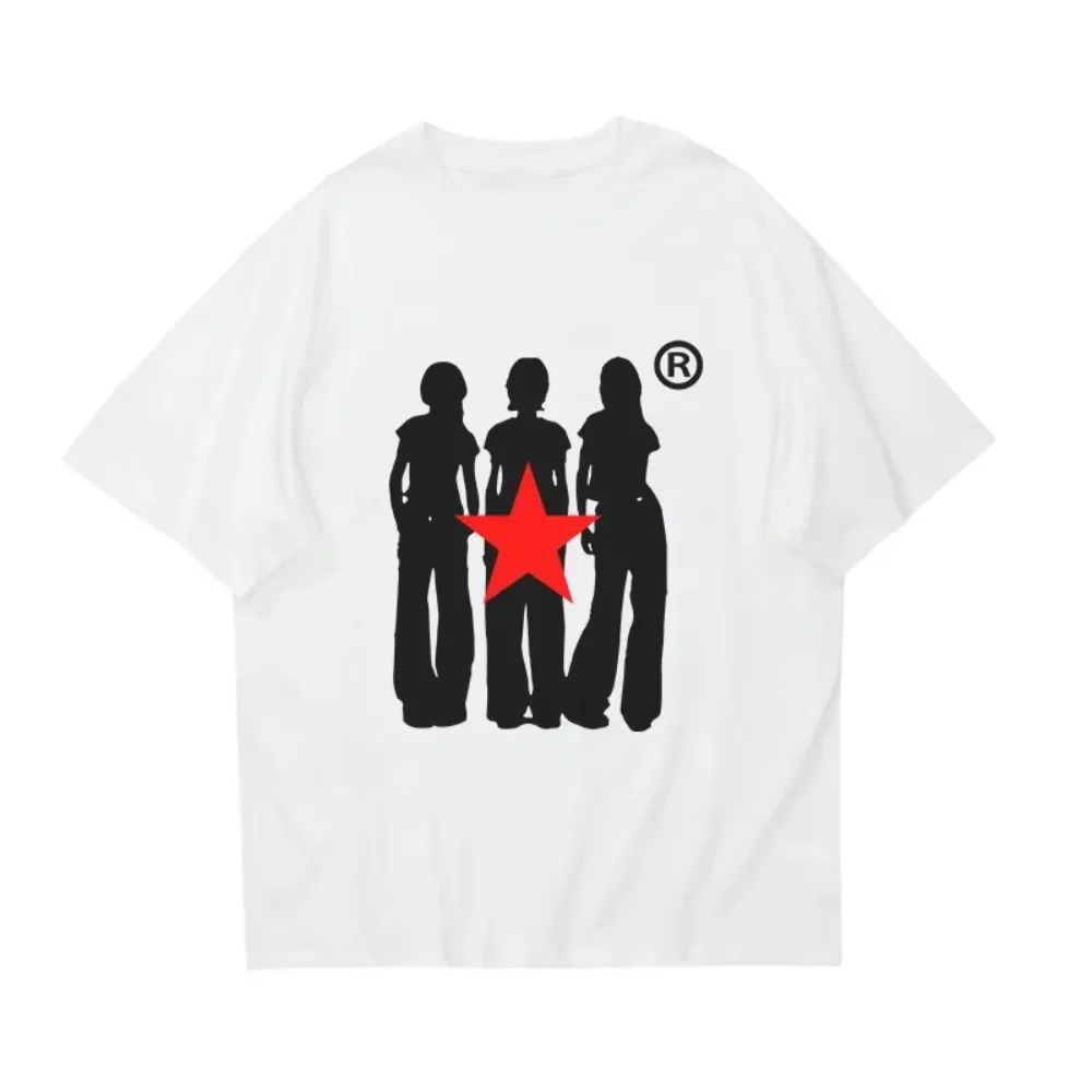 

Streetwear Y2K Cotton T-shirt Harajuku Graphic Print Oversized Punk Short Sleeve T-shirt Rock Goth Retro Top Hip Hop Tee Fashion
