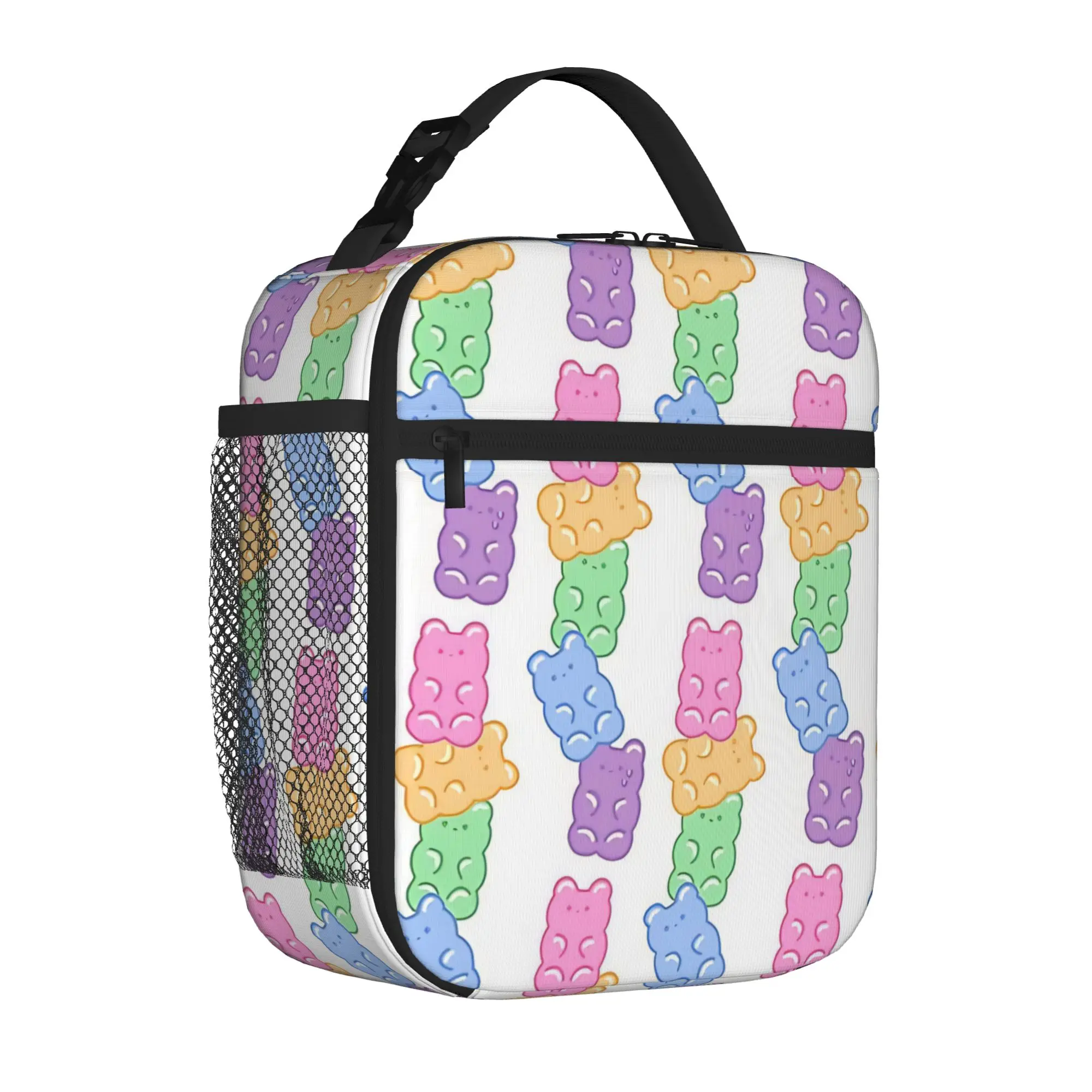 1 Piece Zipper Closure Cute Chewy Candy Figure  Storage Bag Pocket Gummy Bear School Lunch Food Box Reusable For Lunch Food Bag