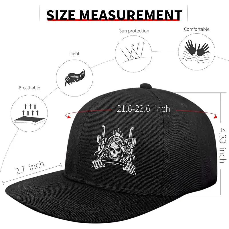 Bus Driver Gifts Skull Hats Black Flat Bill Snapback Hats for Men Women | Classic,Baseball Cap,Trukcer Hat,Unisex