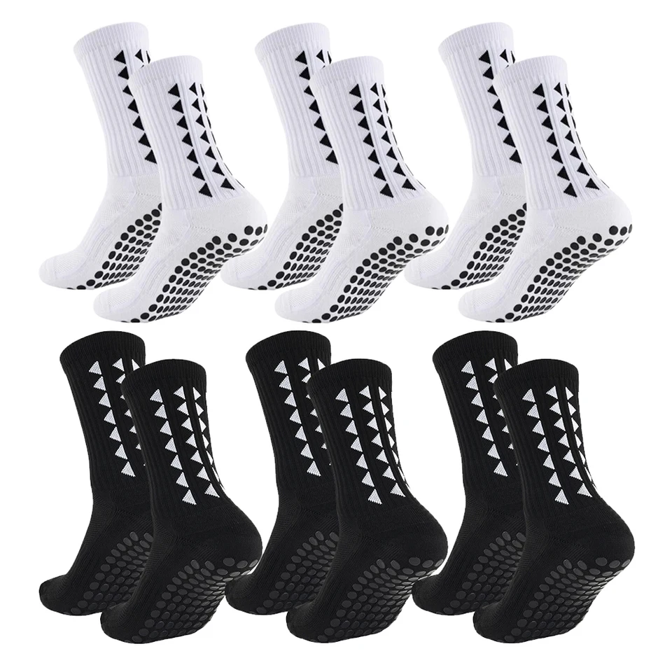 6 Pairs Men Women Football Grip Socks Towel Bottom Sport Socks Rugby Soccer Cycling Running Exercise Athletic Socks
