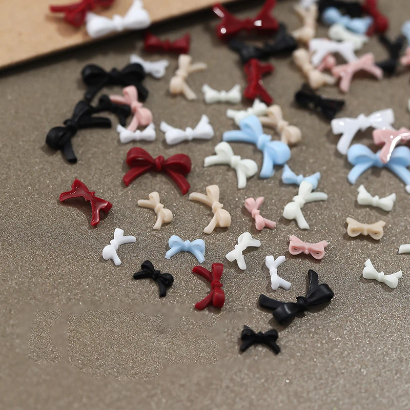 50 stuks Mini Bow Nail Charms Bulk Mix 3D Strik Nail Art Decoratie Accessoires Voor DIY Manicure Koreaans Ontwerp