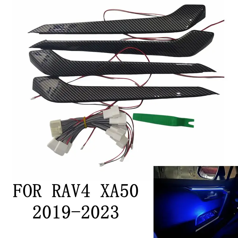 ice blue Ambient Light For Toyota RAV4 XA50 2019-2023 LED Atmosphere Lamp Door Panel illuminated Strip Footwell Lamp