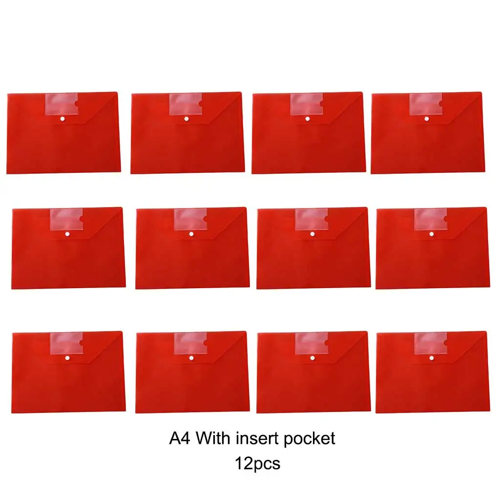 12 Pcs A4 Plastic Envelopes File Folders Information Organizer Office
