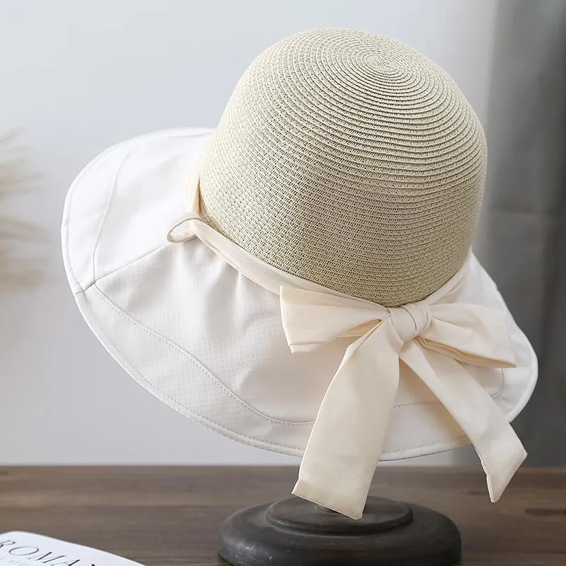 A large brim fisherman's hat summer for women sun-protective woven outings