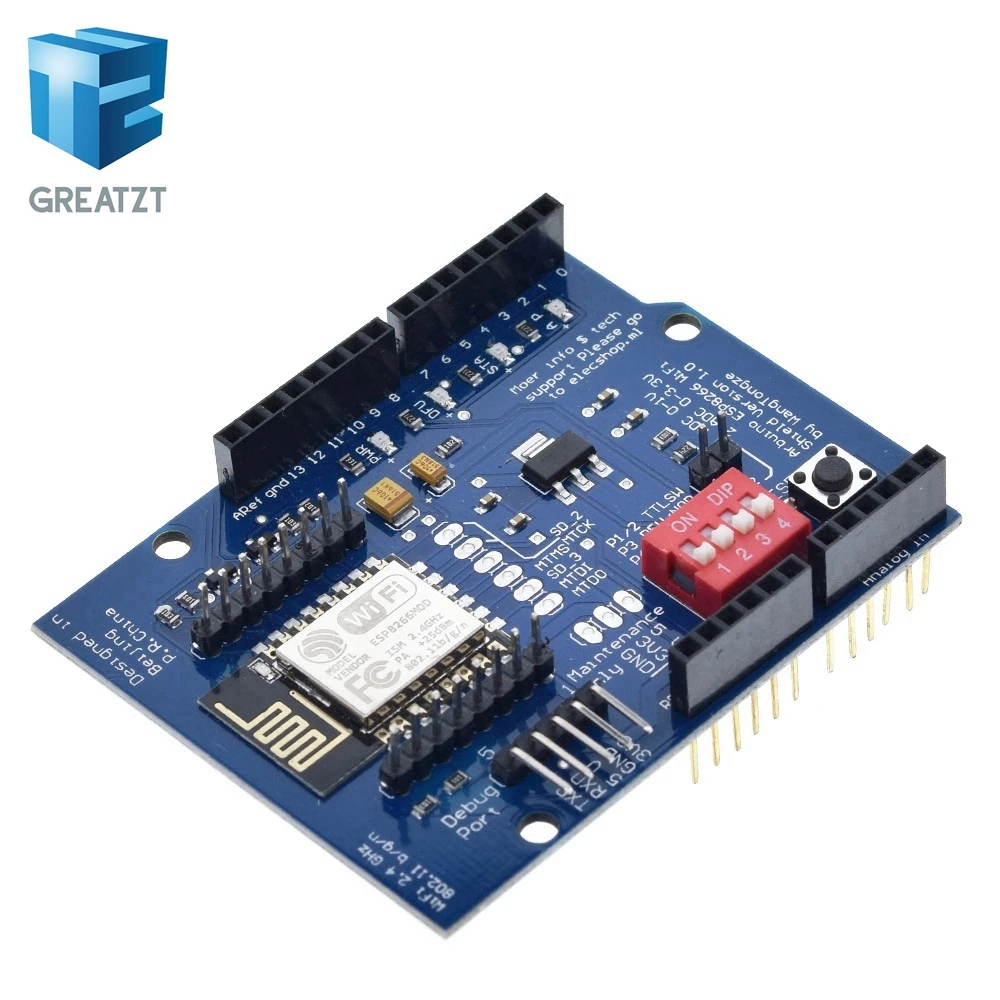 GREATZT ESP8266 ESP-12E UART WIFI Wireless Shield Development Board For Arduino UNO R3 Circuits Boards Modules ONE