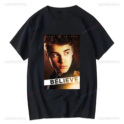 Spring/Summer 2024 New Justin Bieber Cover Poster T-shirt O-Neck Short-sleeved Fashion Casual Unisex T-shirt Street Wear