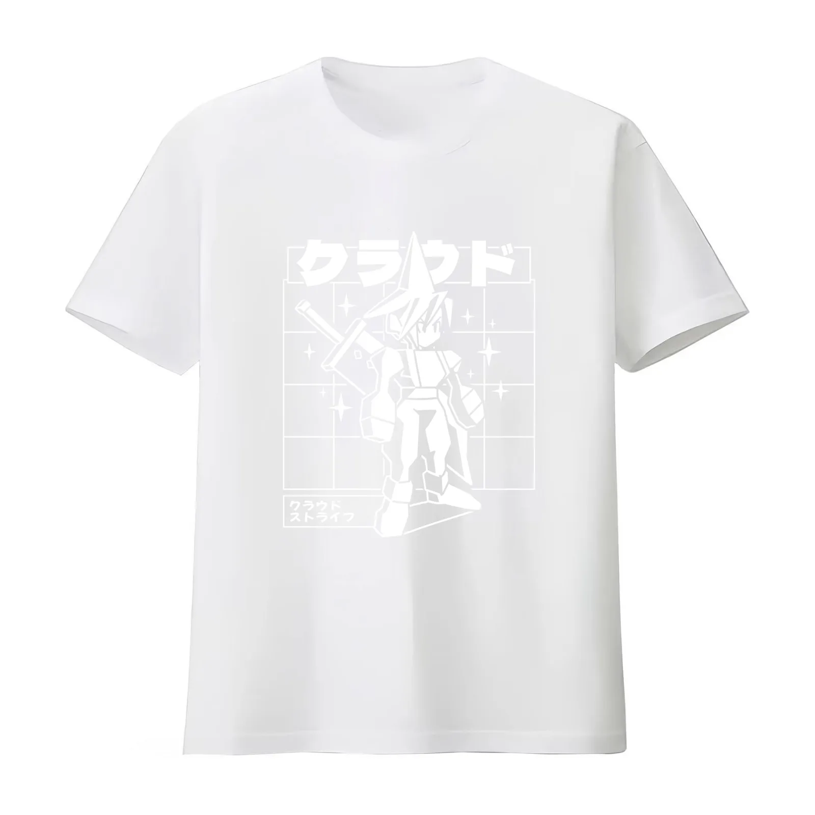 Polygonal Soldier T-Shirt Summer Casual Cotton Tee Oversized Streetwear Tops Vintage Graphic Print Loose Fit Short Sleeve