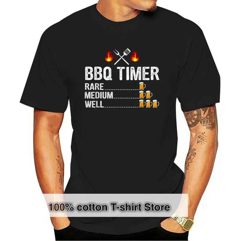 Bbq Timer Barbecue Drinking Grilling Beer Party Time Funny Black T-Shirt S-3Xl Top Christmas Gifts Tee Shirt