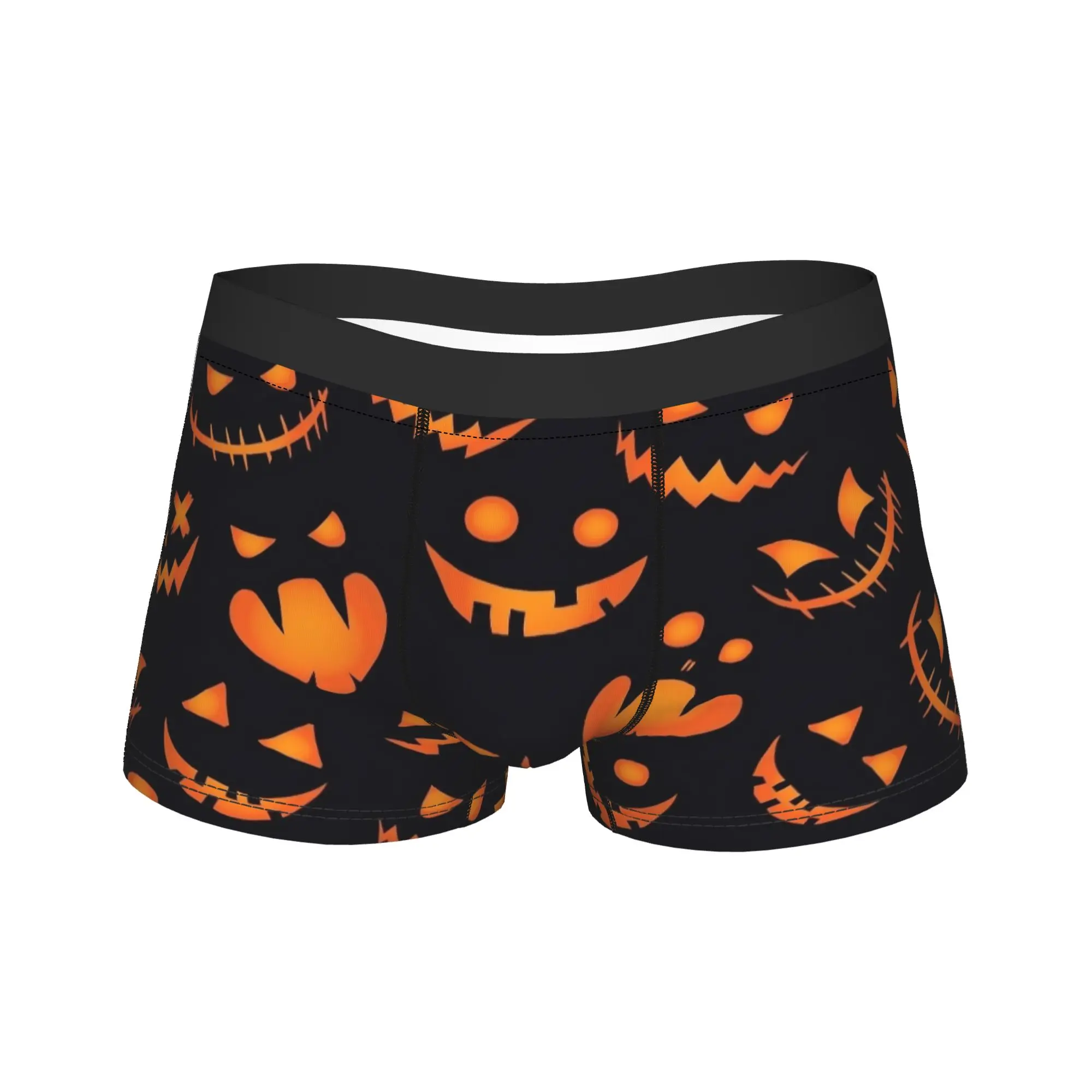 Men's Halloween Scary Pumpkin Spooky  Long Underwear  Funny Boxer Briefs Shorts Panties Male Breathable Underpants M-XXL