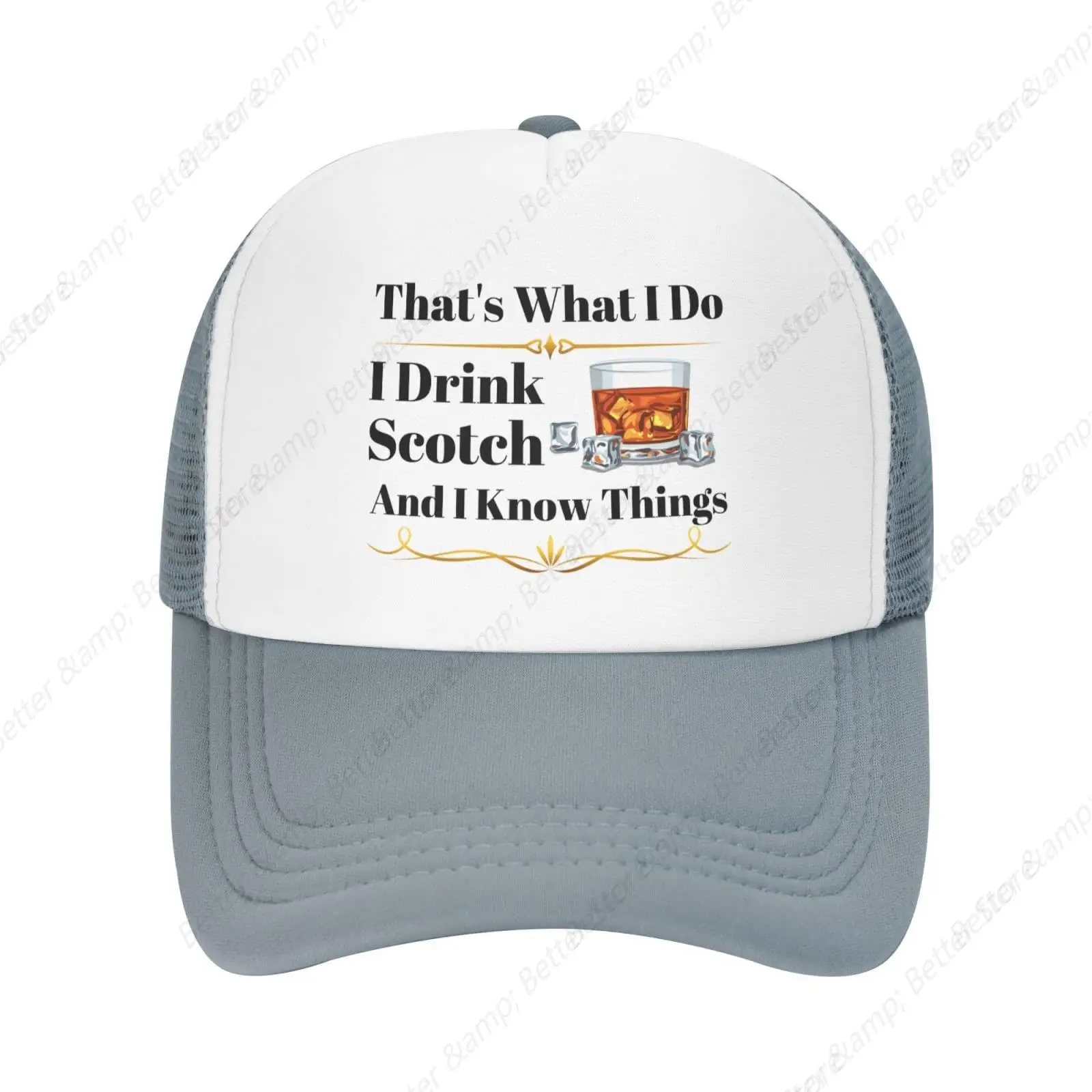 That's What I Do I Drink Scotch and I Know Things Cap for Men Women Mesh Sun Hat Adjustable Trucker Baseball Caps