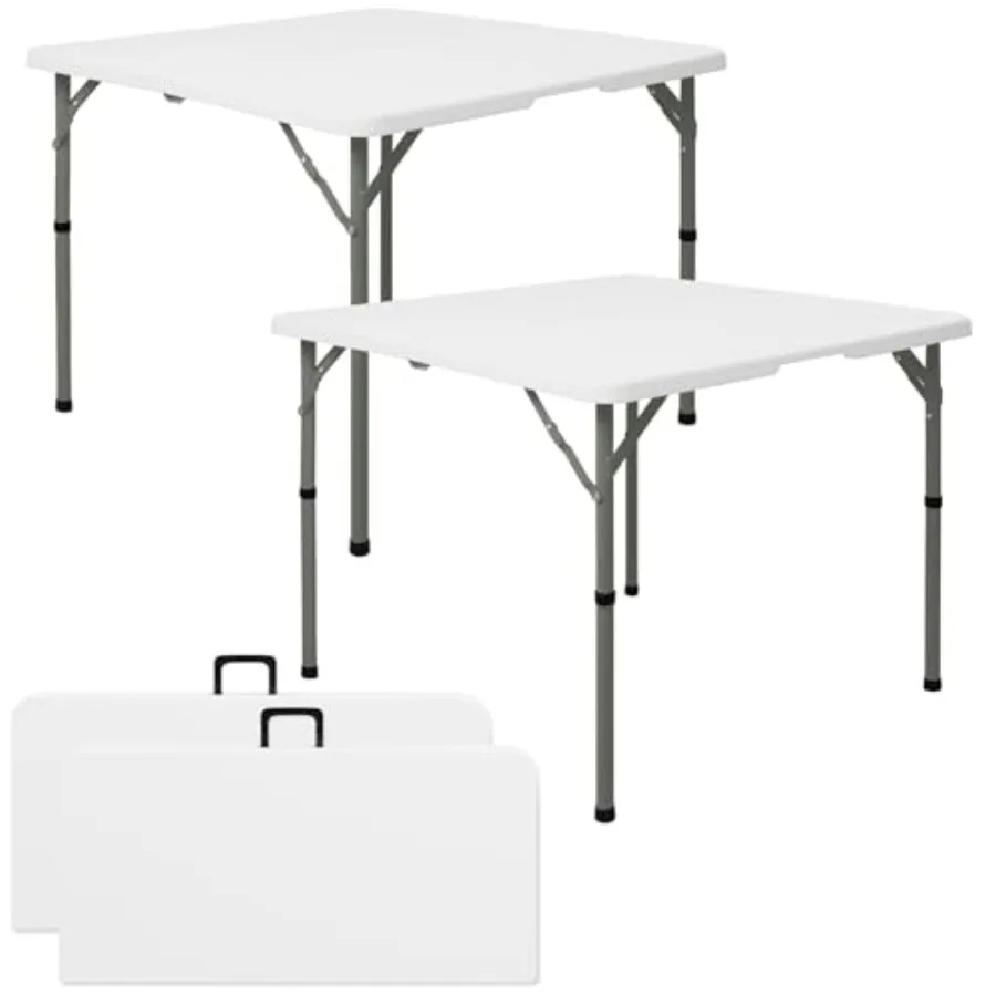 

Set of 2 Square Folding Tables 34in Multi-Functional Portable with Carrying Handle for Indoor Outdoor Camping Picnic Office Par