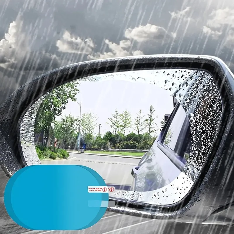 2pcs PVC Anti-fog Mirror Protector Sticker Waterproof Rainproof Clear Vision Protective Film for Vehicle Rearview Mirror