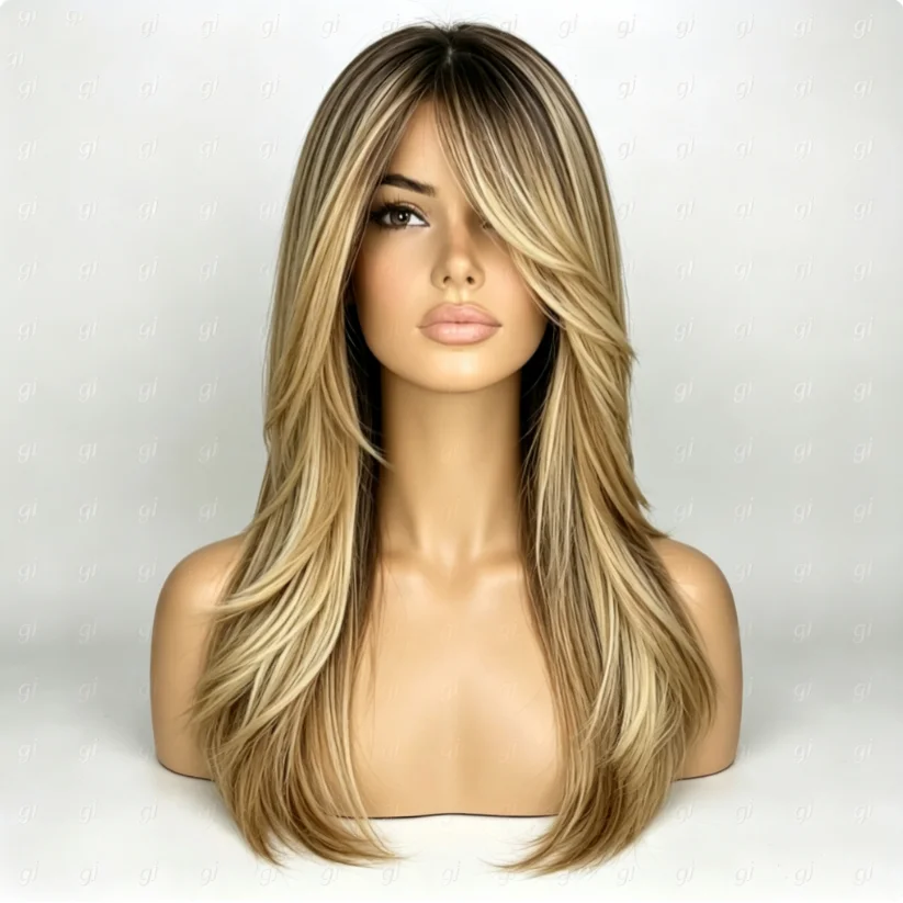 Glueless 14 Inch 150 Density Highlight Blonde Straight Wig