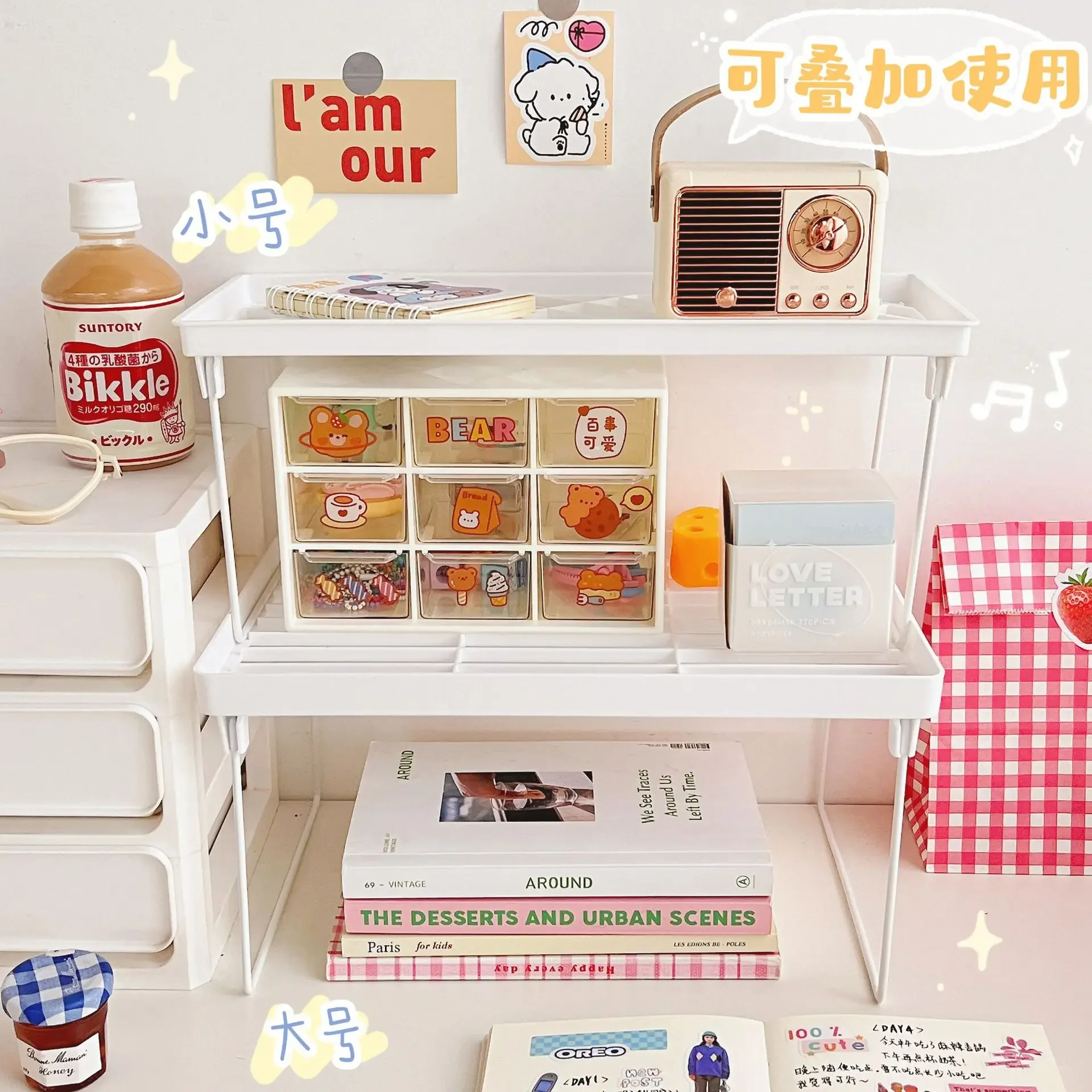 Folding storage rack, student desktop, elevated hand ledger, stationery, and miscellaneous storage rack  kitchen storage shelf