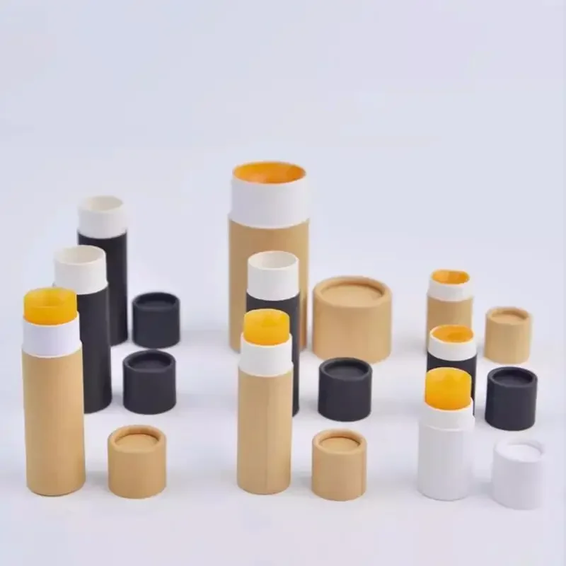 

50PCS Kraft Paper Push Up Tubes Cylindrical Packaging Lip Balm Paper Tube Biodegradable Cardboard Cosmetic Deodorant Container