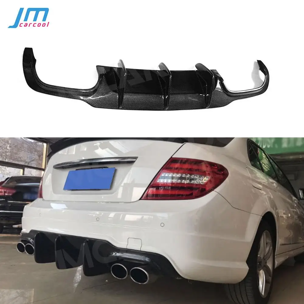 Carbon Fiber Rear Bumper Lip Diffuser FRP Prime Extension Covers for Mercedes Benz C Class W204 C300 C63 AMG Sport 2008-2014