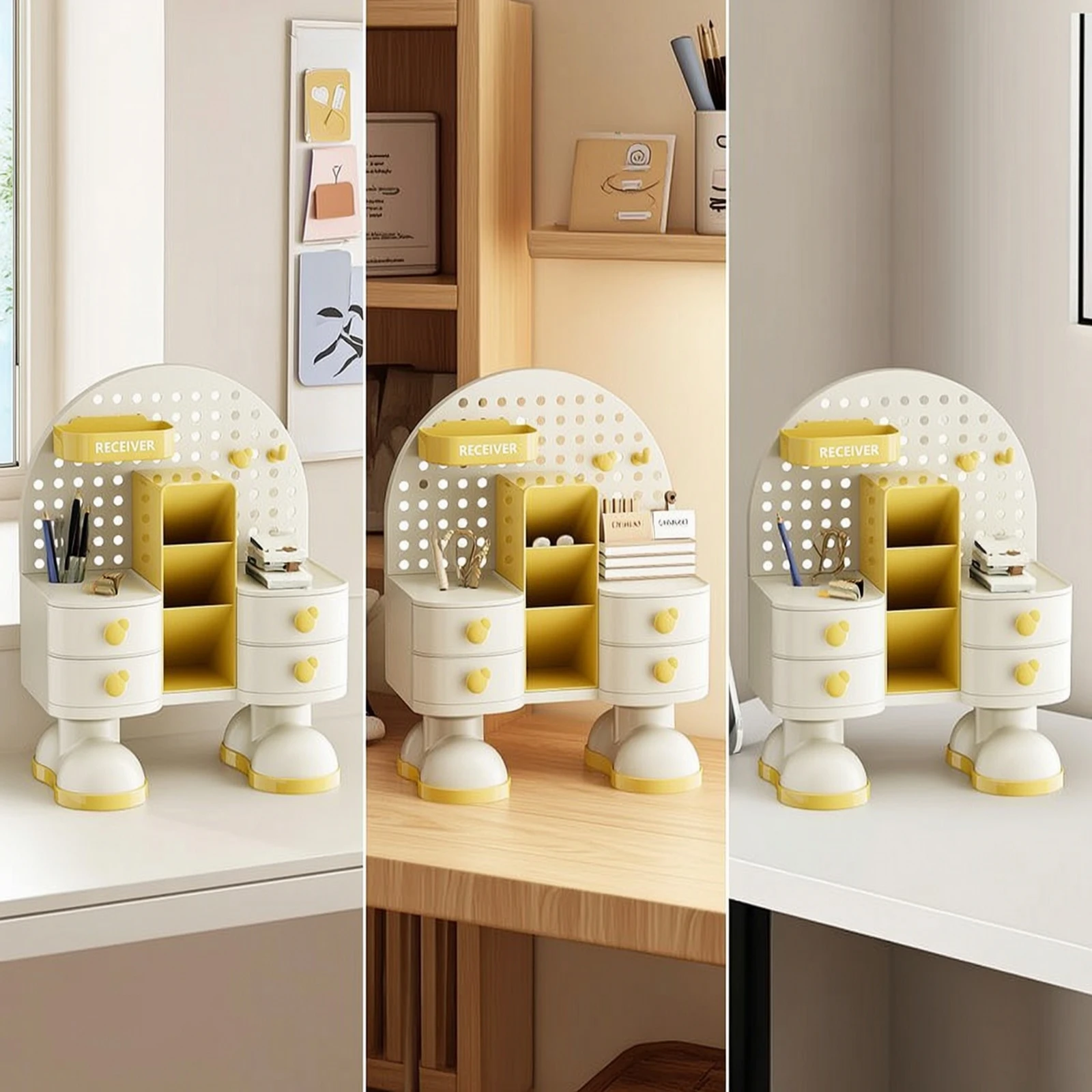 Pegboard Desk Organizer Compact Desktop Organizer with Drawers Organizador De Escritorio Con Cajones Ahorra Espacio for Students
