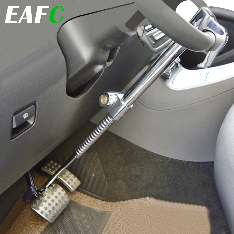 EAFC General Motors Brake Lock Steering Wheel Lock Retractable Double Hook Car Clutch Pedal Lock Security Anti-theft Auto Parts