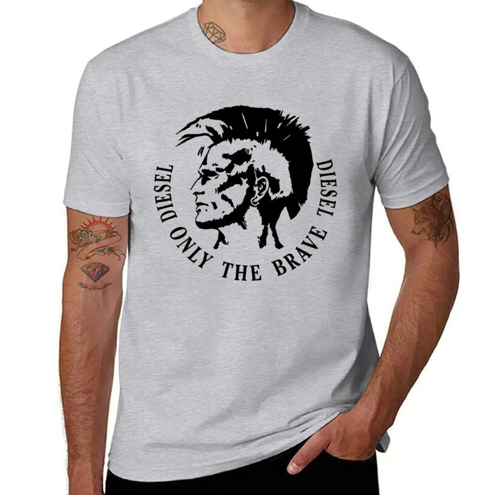 Disel onli the brave T-Shirt boys whites blanks kawaii clothes t shirts for men 2024 heavyweight new arrival round neck manga image 3